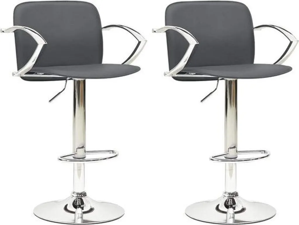 Tabouret de Bar Pivotant en Simili Cuir Gris avec Dossier Ergonomique