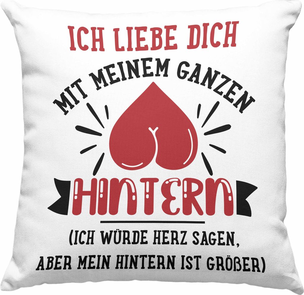 Trendation - Deko-Kissen mit Füllung 40x40 für Freund Geschenk mit Sprüchen Valentinstag Deko-Kissen mit Füllung 40x40 Spruch Liebe (Grau)