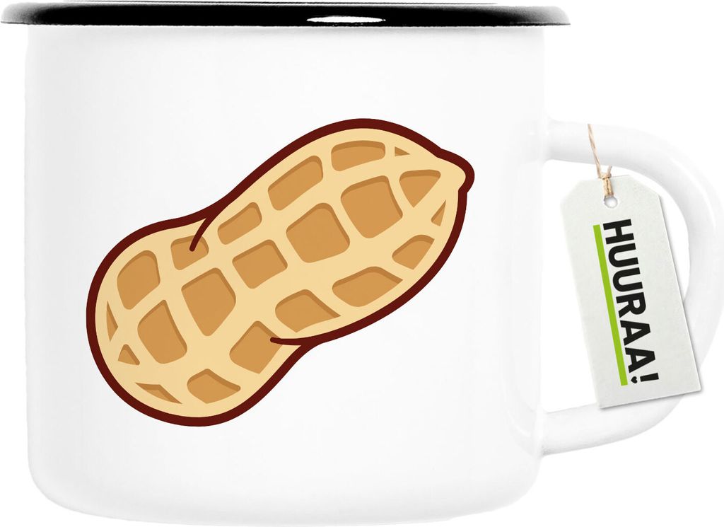 Huuraa Emaille Tasse Erdnuss Comic 300ml Vintage Campingbecher Geschenkidee