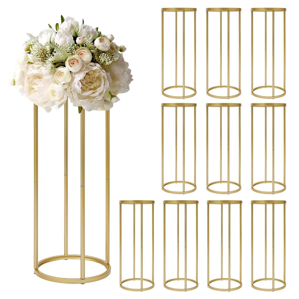Support Fleur Mariage 80cm Or : Structure Métal Stable en Lot de 10 Pcs