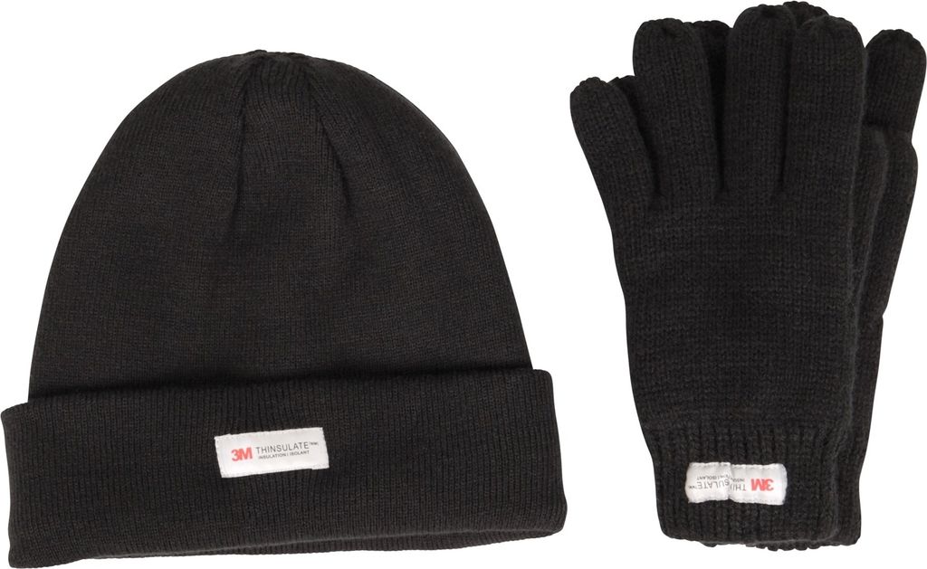 Mountain Warehouse - Thinsulate Mütze & Handschuhe für Kinder MW3700 (S-M) (Schwarz)