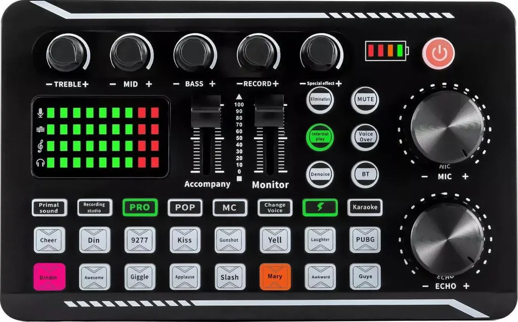 Interfaccia Audio Live Mixer DJ Effetti DSP USB-C Nero Alta Fedeltà