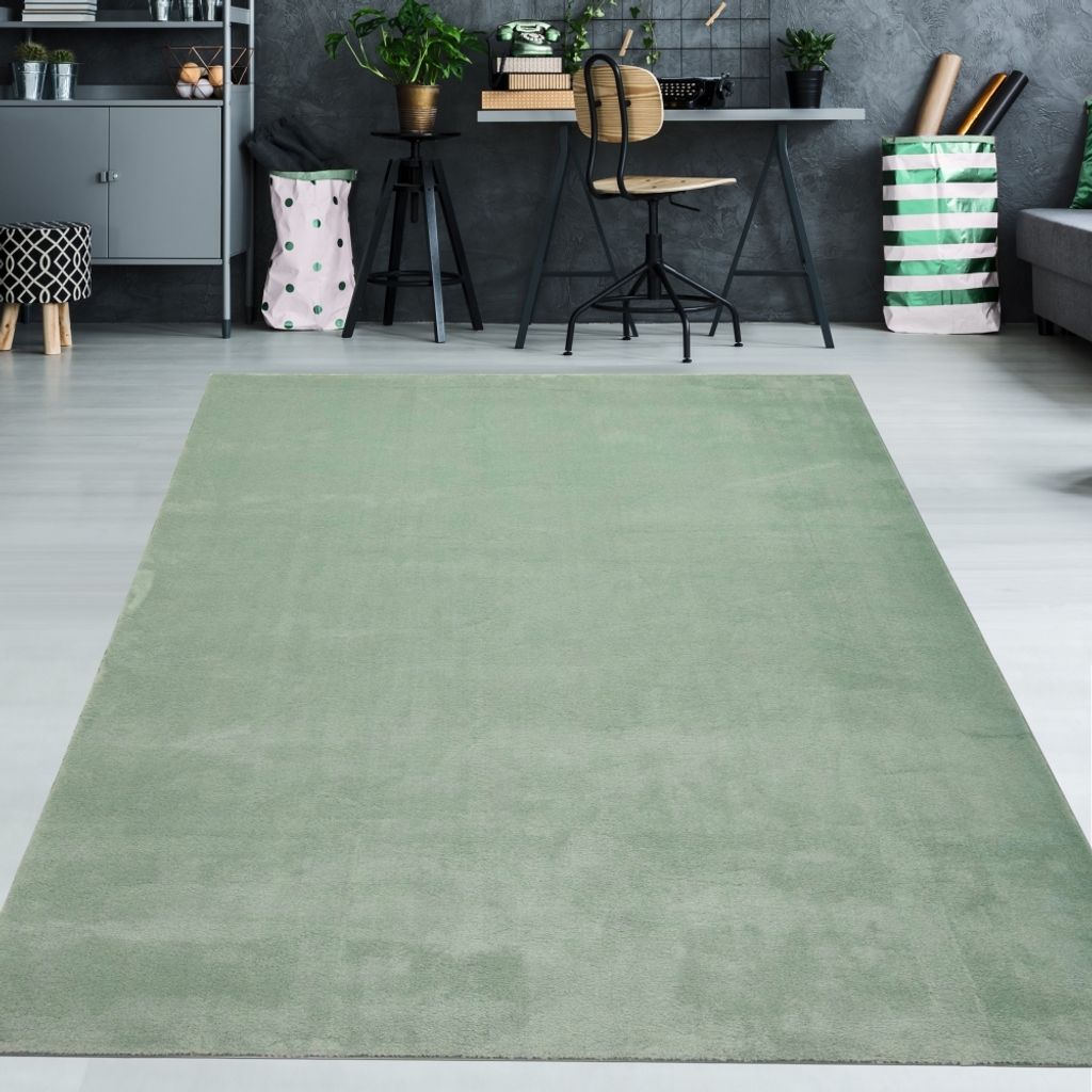 Flauschiger Teppich mit Hochflor in grün Größe - 80 x 300 cm