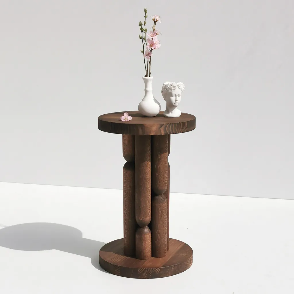 Table d'appoint stable en bois de hêtre, solution pour petits espaces - 5