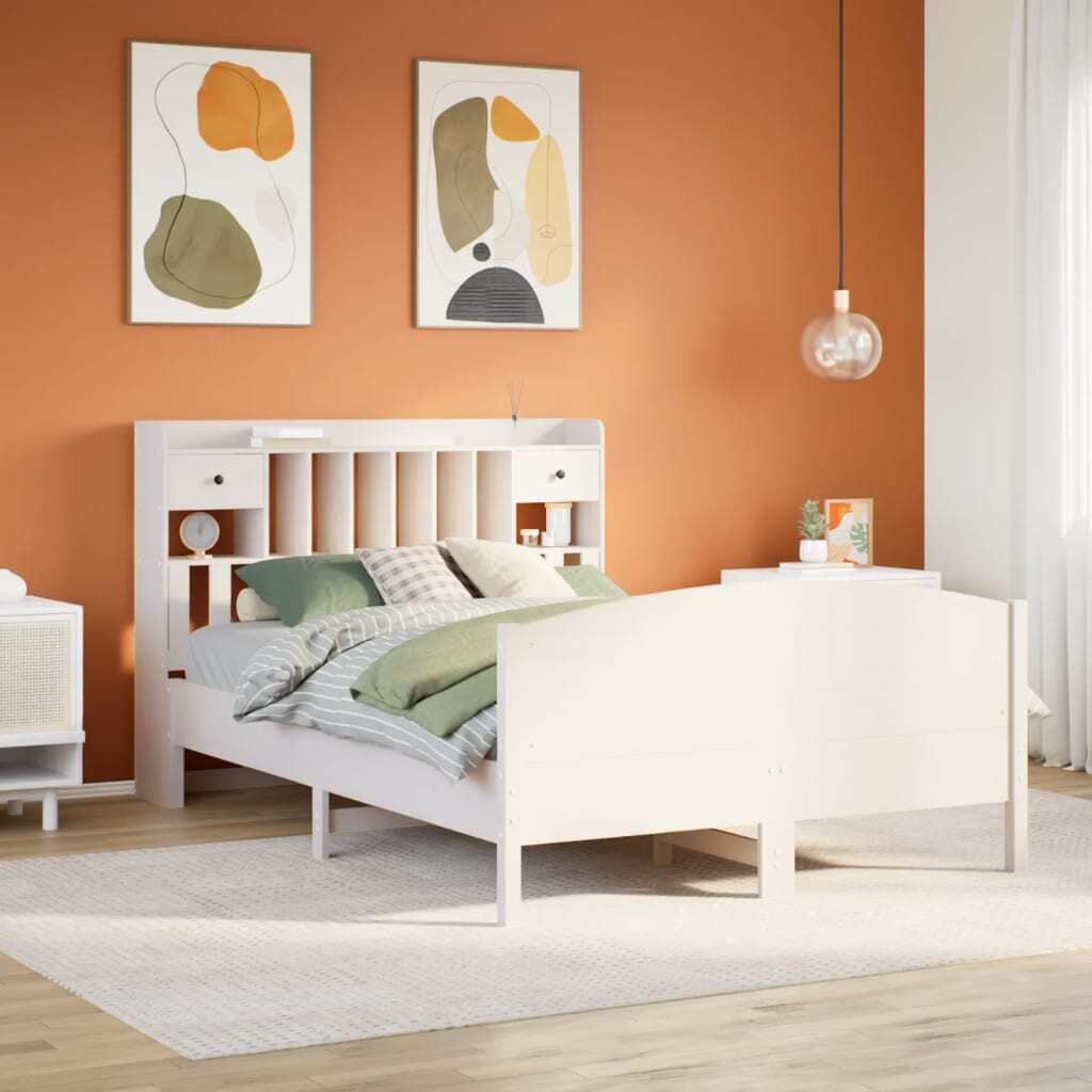 Maison Exclusive - Massivholzbett mit Regal ohne Matratze Weiß 140x190 cm Kiefer