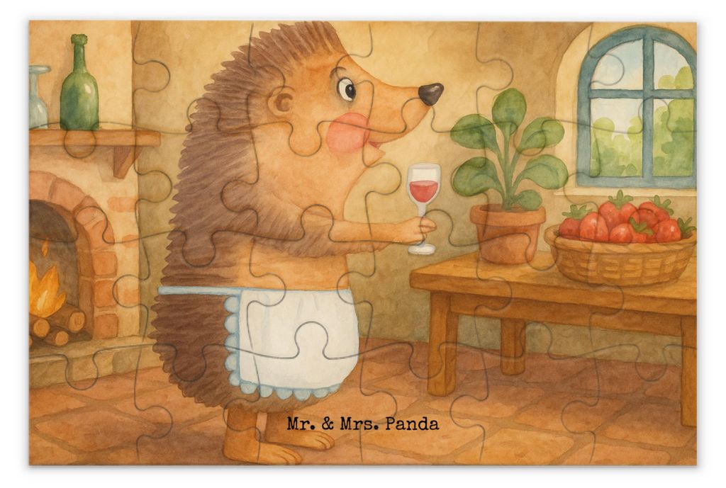 Mr. & Mrs. Panda Puzzle Igel Wein Design 24 Teile - Weiß - Geschenk, 2000, 300, trinken, Lustige Sprüche, Weinglas, Weißwein, 500, Rotwein, 1000...