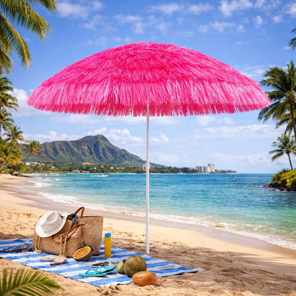Hawaii Sonnenschirm Gartenschirm Strandschirm Ø1,6m Pink Produktbild 