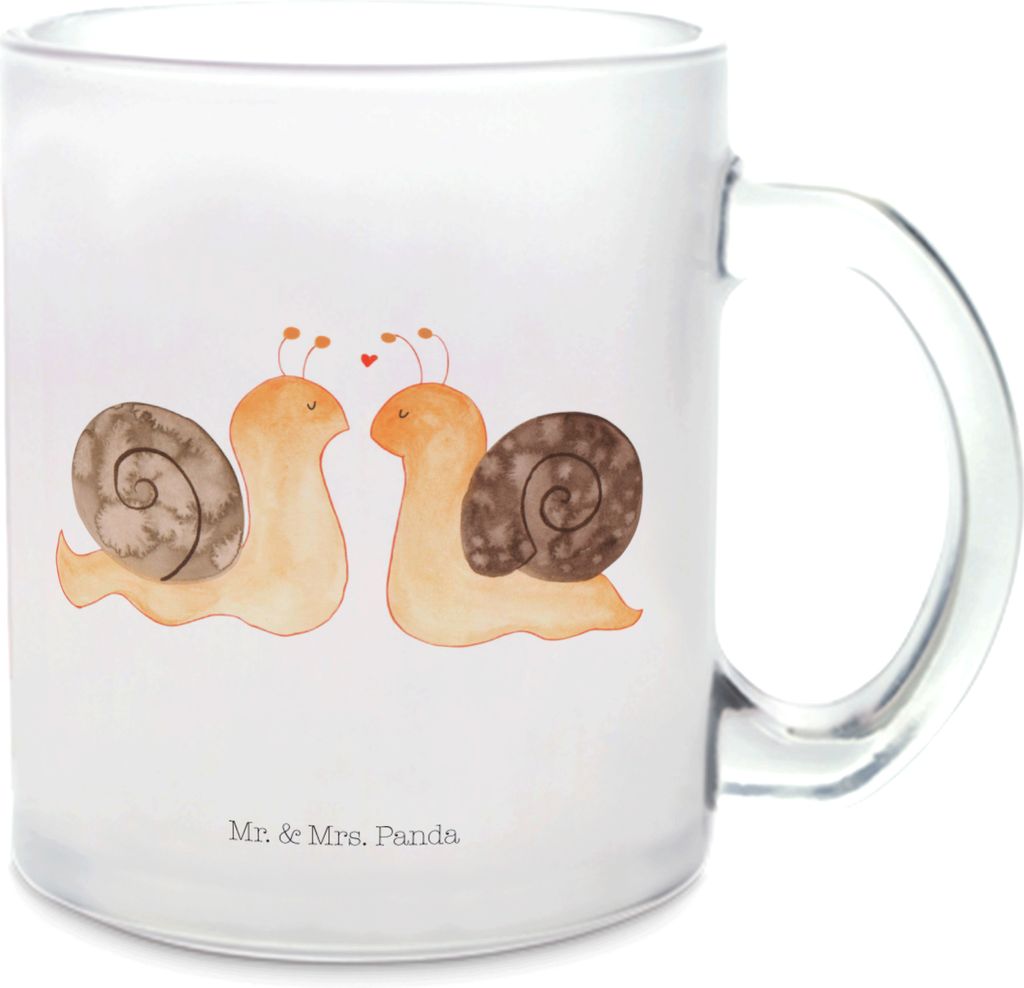 Mr. & Mrs. Panda Tee Tasse Schnecken Liebe - Transparent - Geschenk, Verliebt, Paar, Freundin, Pott, Teetasse, Häferl, Zufrieden, glücklich, Trin...