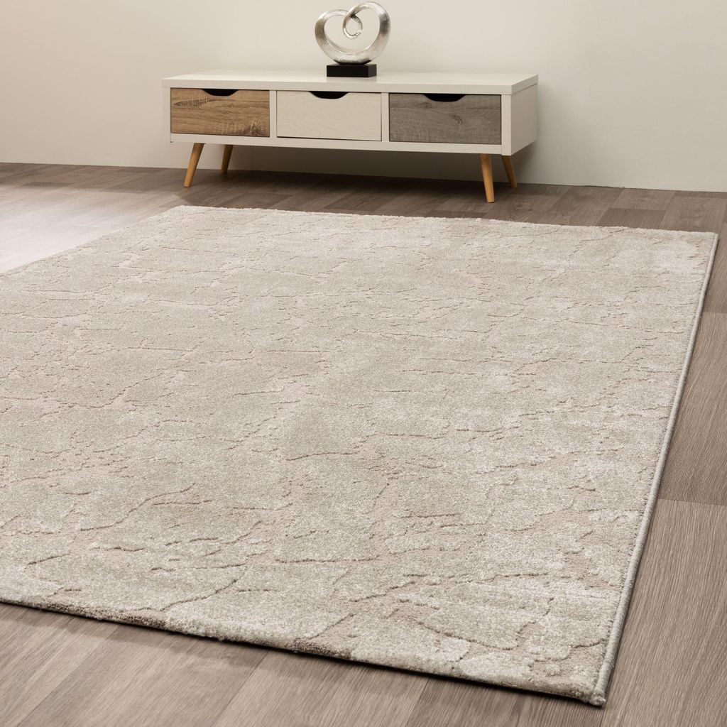 Steffensmeier Kurzflor Teppich Rom Wohnzimmerteppich modern, strapazierfähig und pflegeleicht, Grau, Größe: 120x170 cm