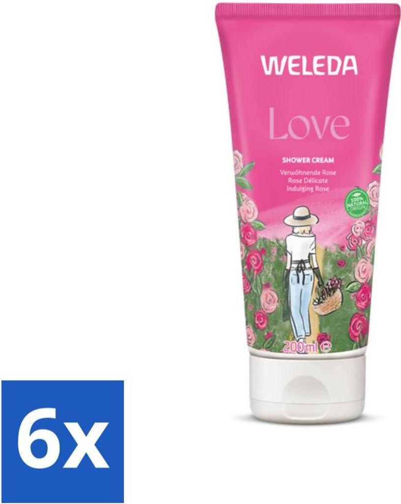 WELEDA - Aromadusche Love Duschcreme - 200 ml - Vorteilspack - 6 Stücke