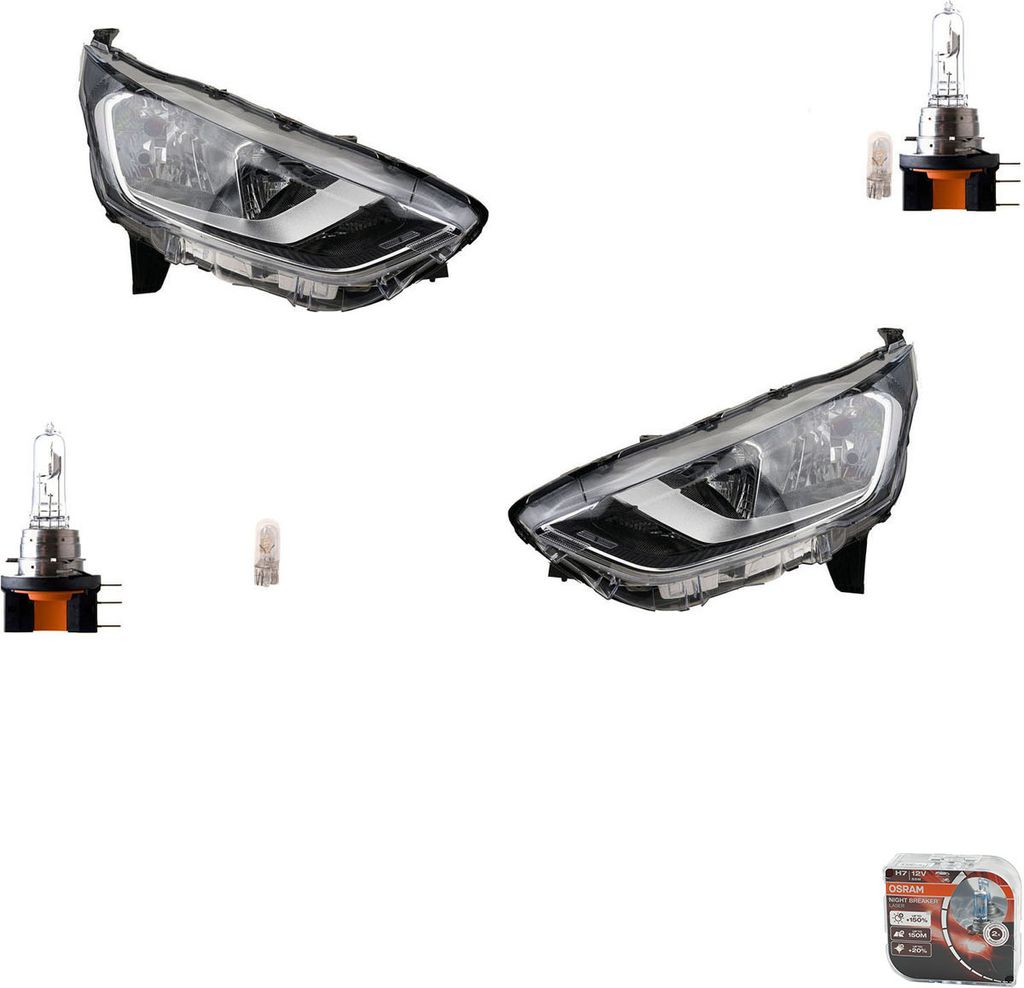 Johns, Scheinwerfer L R Set + Osram Night Breaker Laser passend für Ford Transit 2278796 KT1B13W030AD 2278794 KT1B13W029AS