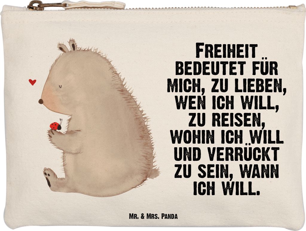 Mr. & Mrs. Panda Pouch Bär Marienkäfer Größe M - Weiß - Geschenk, Teddy, Freiheit, Motivation, Schminktäschchen, Das Leben Ist schön, Liebe,...