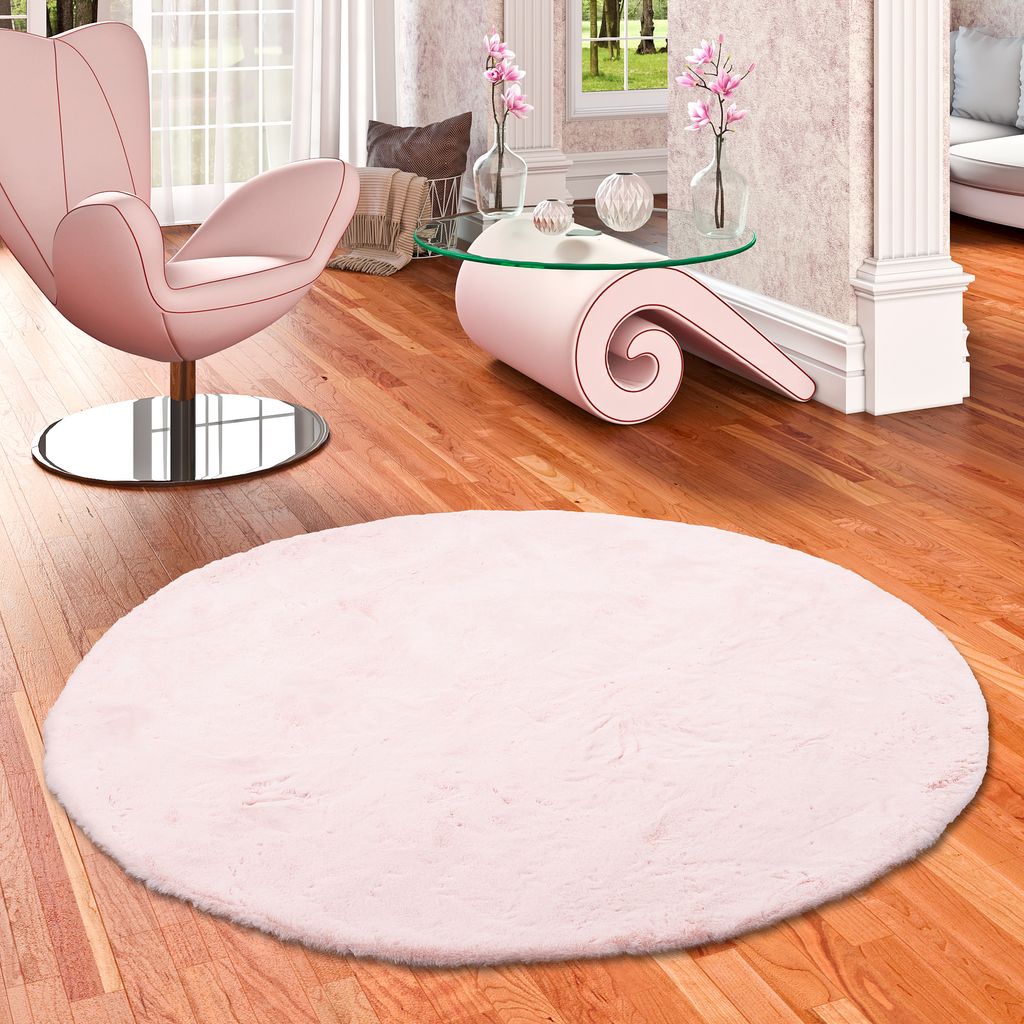 Luxus Super Soft Fellteppich Plush Rosa Rund , Größe:120 cm Rund