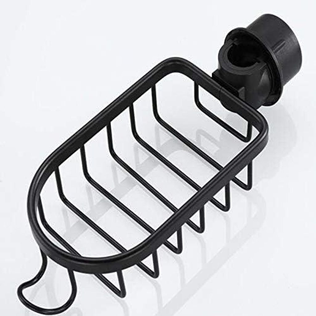 Badezimmer Regal Schwarz Dusche Storage Basket Storage Rack Adjustable Hahn Entwässerung Regal Küche Sundries Storage Rack duschregal (Color : Bl...