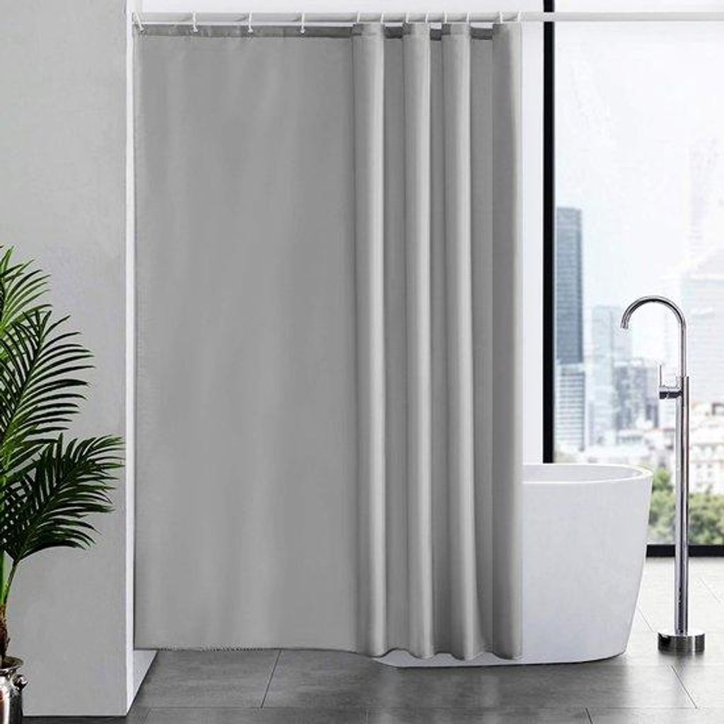 Unyqoos Grey wasserdichter Textil-Duschvorhang mit antimykotischen Eigenschaften