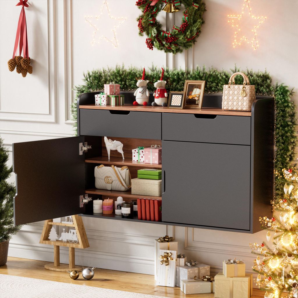 Hängeschuhsch Schuhschrank für schmale Flure, Mit 2 Schubladen & 4 verstellbaren Böden 100 x63 x 22 cm, für Eingang, Wohnzimmer, Flur, Platzspa...