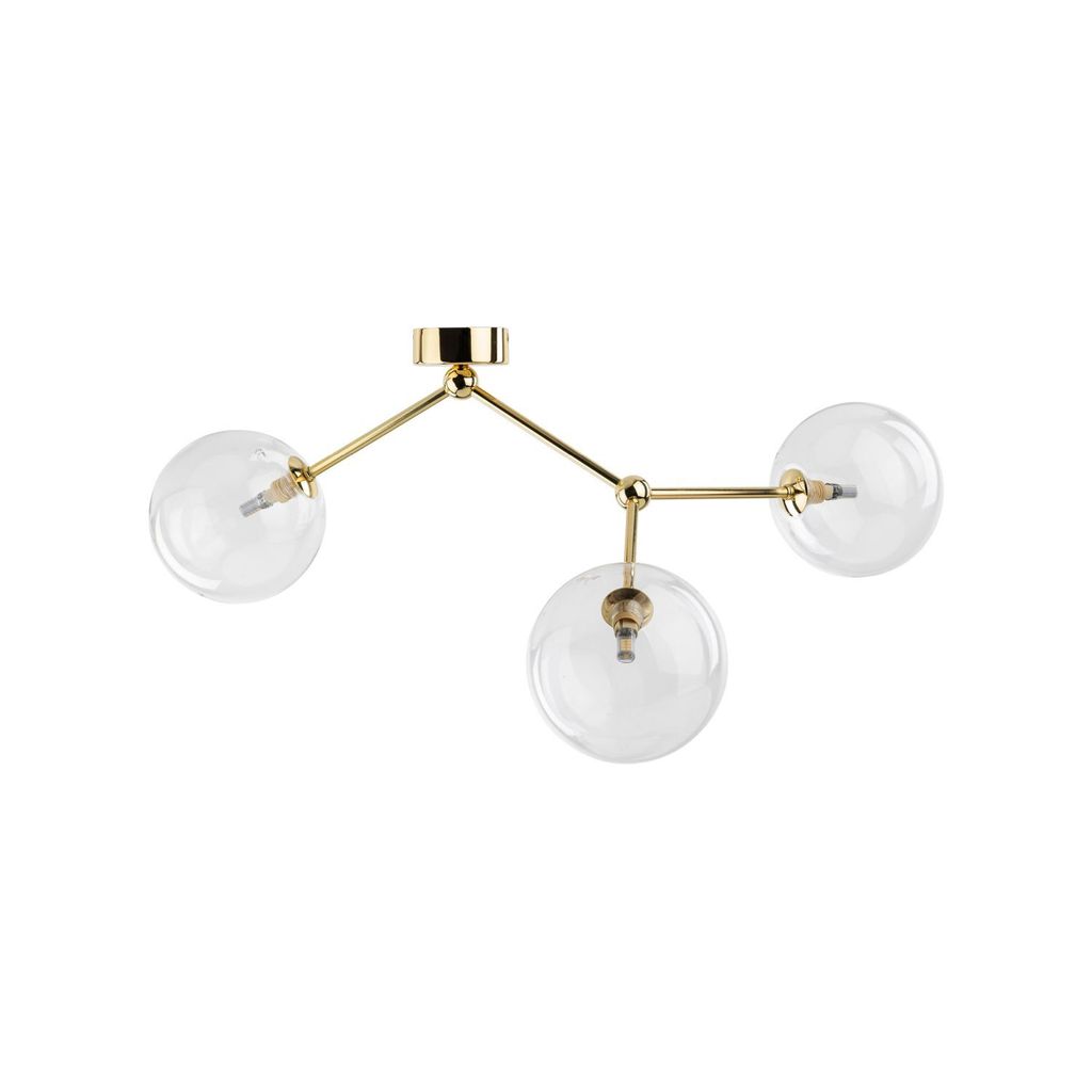 Deckenlampe Metall Glas G9 in Gold 3-flammig Kugel Schirm Modern