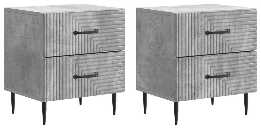 "2026 Moderne"Nachttisch 2er-set elegantes Design - Nachtschrank - für Schlafzimmer - Betongrau 43x34,5x47,5cm Holzwerkstoff - Nachttische & -schr...