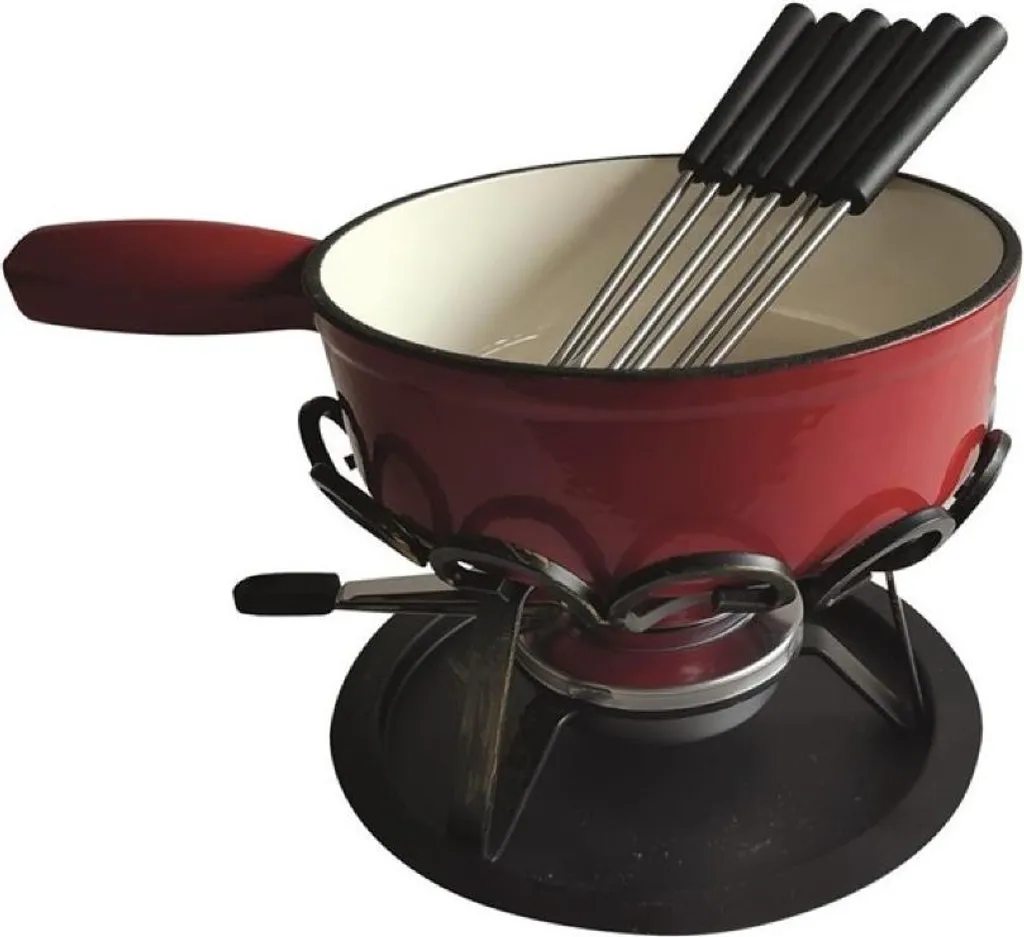 Service Fondue Savoyarde Cuisson Homogène Rouge - Design Savoyard Chic