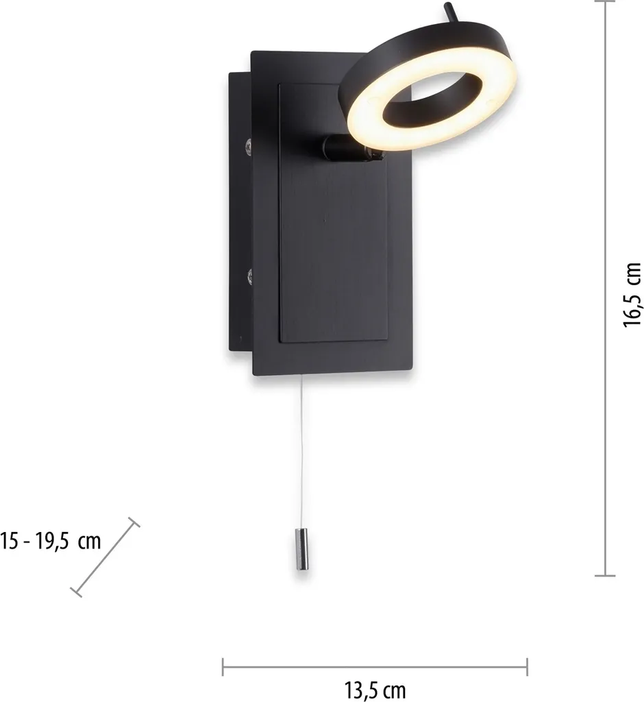 Éclairage de chevet LED anthracite avec interrupteur - Applique 13 x 19
