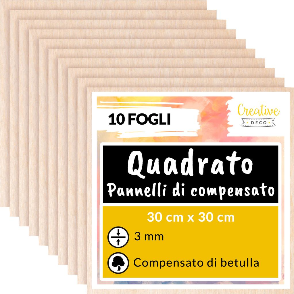 Creative Deco 10 x Compensato 30 x 30 cm Pannelli Legno Immagine del prodotto 