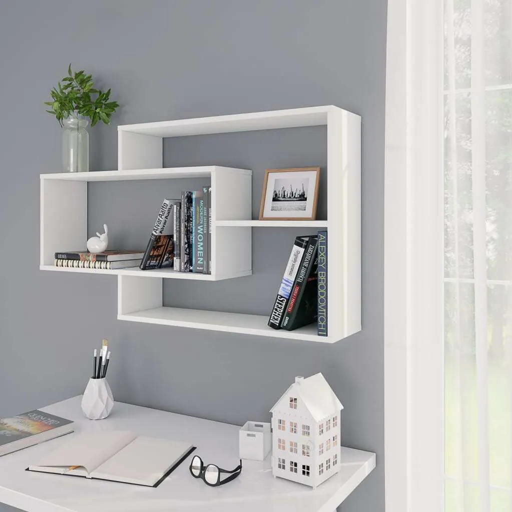 Étagère Murale Blanche à Compartiments 104 cm en Bois Composite Premium - 9