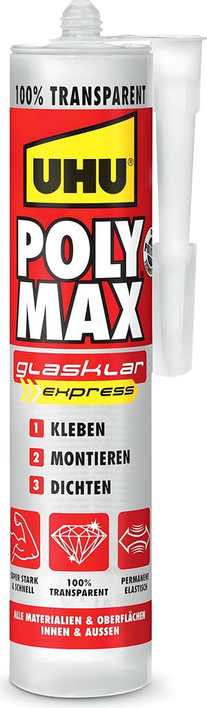 Kleb-/Dichtstoff POLY MAX POWER glasklar 300g Kartusche UHU Produktbild 