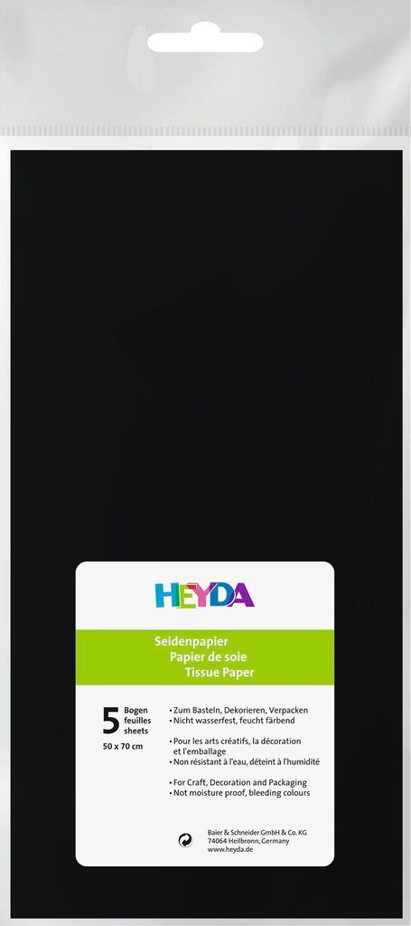 Heyda 203310590 Carta velina 50 x 70 cm nera Immagine del prodotto 