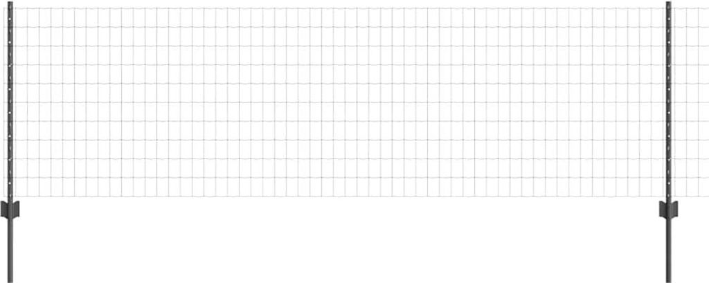 vidaXL Zaun mit Pfosten Grau 0,8 x 25 m Stahl und PVC