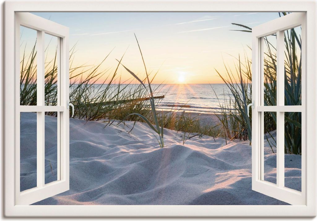 ARTland Leinwandbild Ostseestrand, weißes Fenster Größe: 100x70 cm