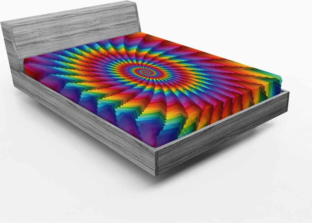 ABAKUHAUS trippy Spannbetttuch, Psychedelische Regenbogen-Spirale in den vibrierenden Farben Kreisförmiger Regenbogen der optischen Täuschung, 13...