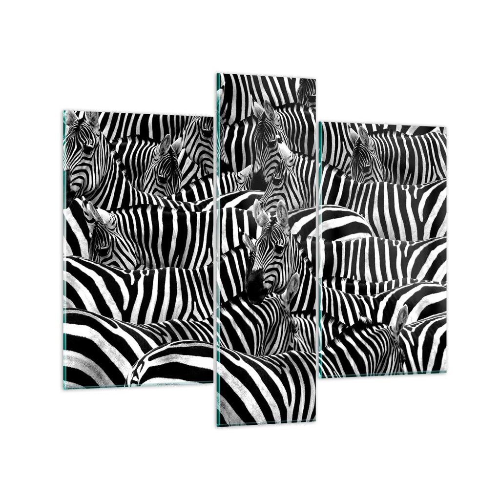 Bilder auf glas - Tiere Zebra Streifen - 95x80cm - Glasbilder - Wandbilder - Kunstdruck - zum Aufhängen bereit - Wanddekoration aus Glas - Glas Bi...