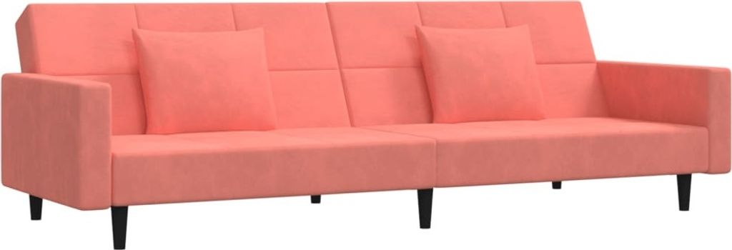 vidaXL Schlafsofa 2-Sitzer mit 2 Kissen Rosa Samt