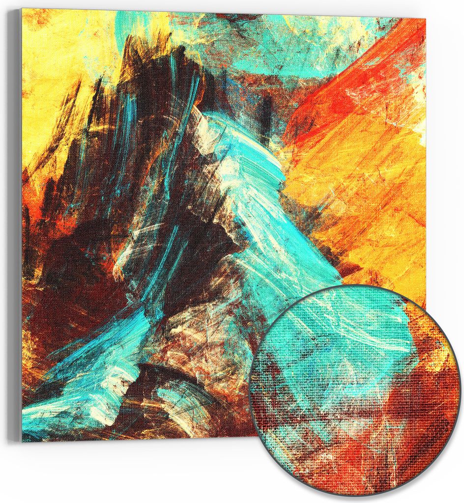 DEQORI Hybrid Leinwand Bild 50x50 cm 'Bunte Pinselstriche' Wandbild Glas flach modern