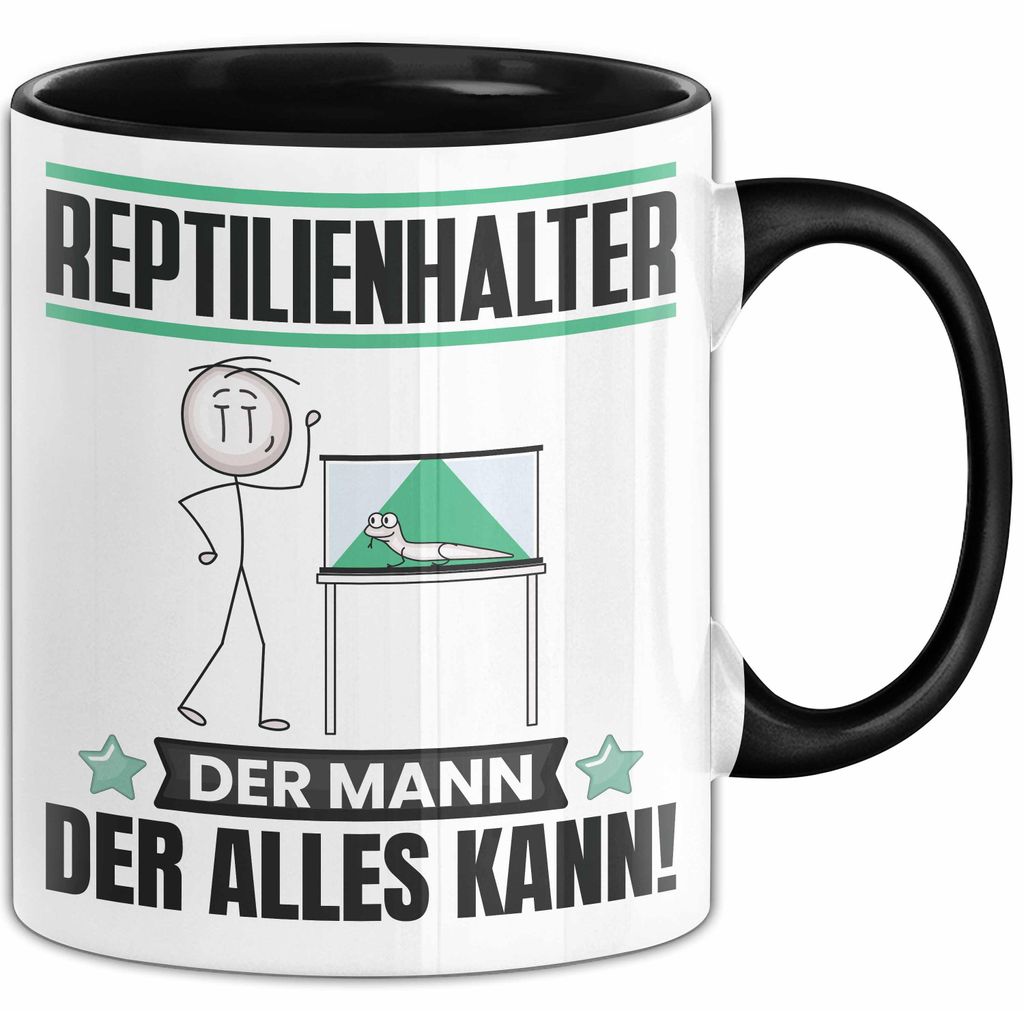 Reptilienhalter Tasse Geschenk für Reptilienhalter Der Mann Der Alles Kann Geschenkidee zum Geburtstag (Schwarz)