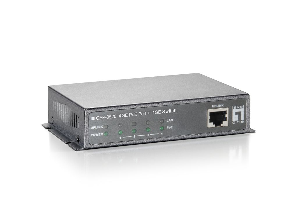 LevelOne 5-Port-Gigabit Ethernet-PoE-Switch, 61.6W, 802.3af PoE, 4 PoE-Ausgängen, Gigabit Ethernet (10/100/1000), Power over Ethernet (PoE)