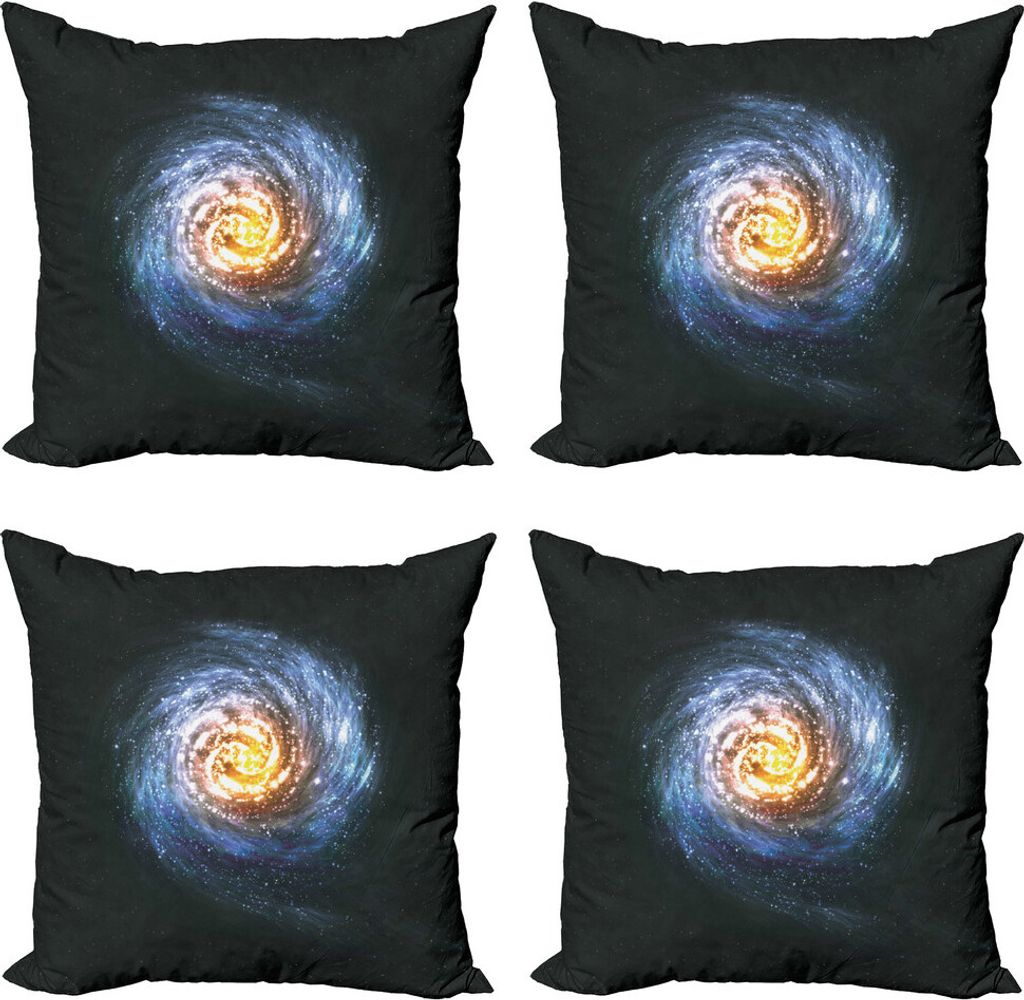 ABAKUHAUS Galaxis Kissenbezug Set (4 Stück), Mysteriöse Weltraum Straße, Moderner Doppelseitiger Digitaldruck, 60 cm x 60 cm, Blau, Gelb, Schwarz