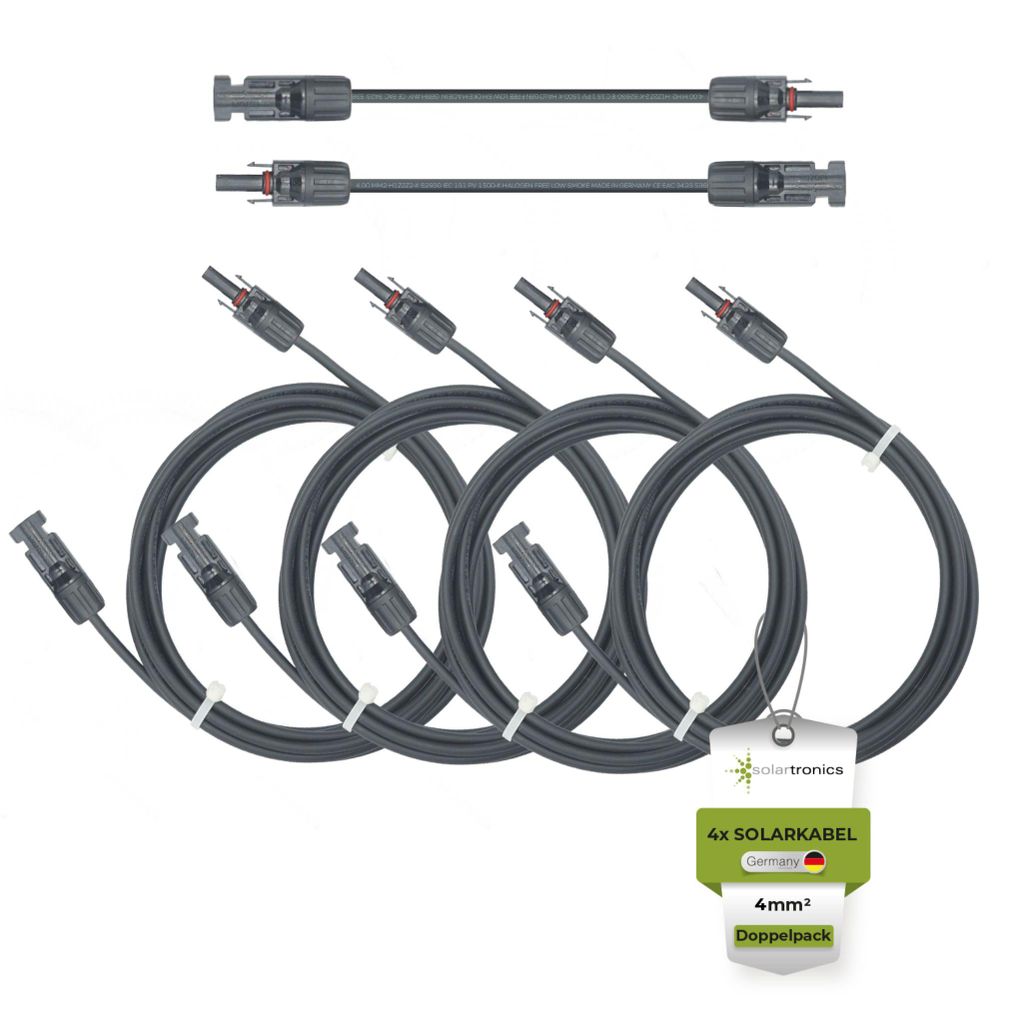 Solarkabel Doppelpack 4x PV-Kabel 4mm² H1Z2Z2-K Schwarz & Produktbild 
