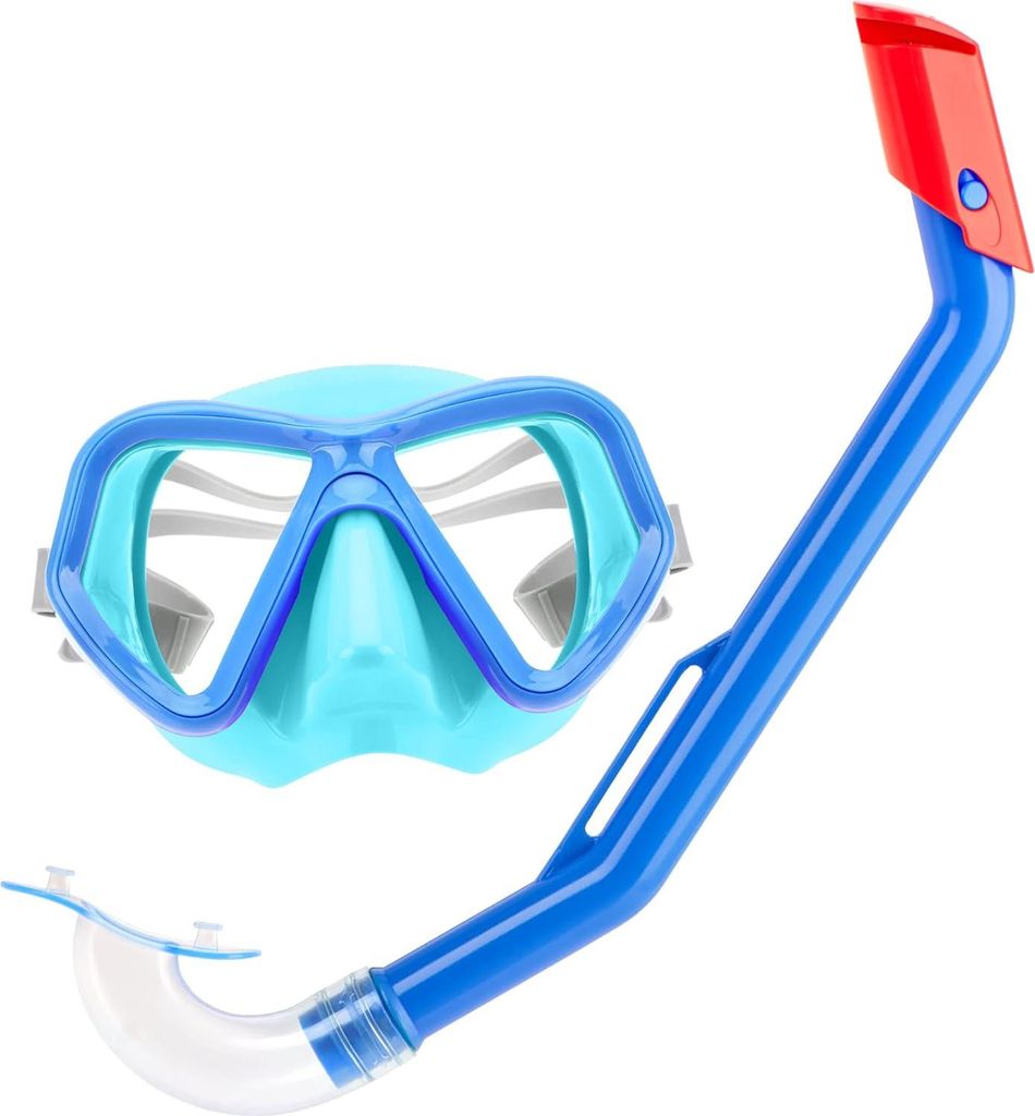 Schnorchelset für Kinder - bunte Tauchaccessoires - Tauchmaske und Schnorchel - Schwimmbrille mit verstellbarem Kopfband (Kinder - Blau)