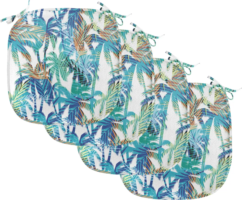 ABAKUHAUS Set 4 Federe Cuscino 50x50 Cm - Motivo Foglie Hawaiane Blu Scuro E Lilla