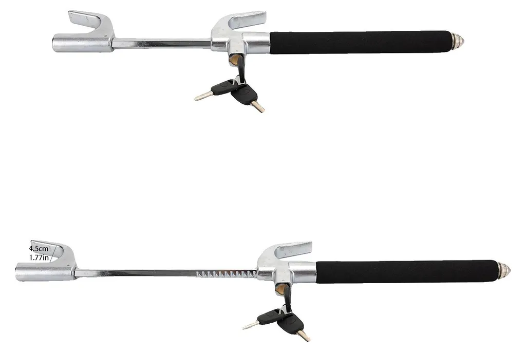 Canne antivol de volant noire ajustable pour sécurité auto renforcée 70cm
