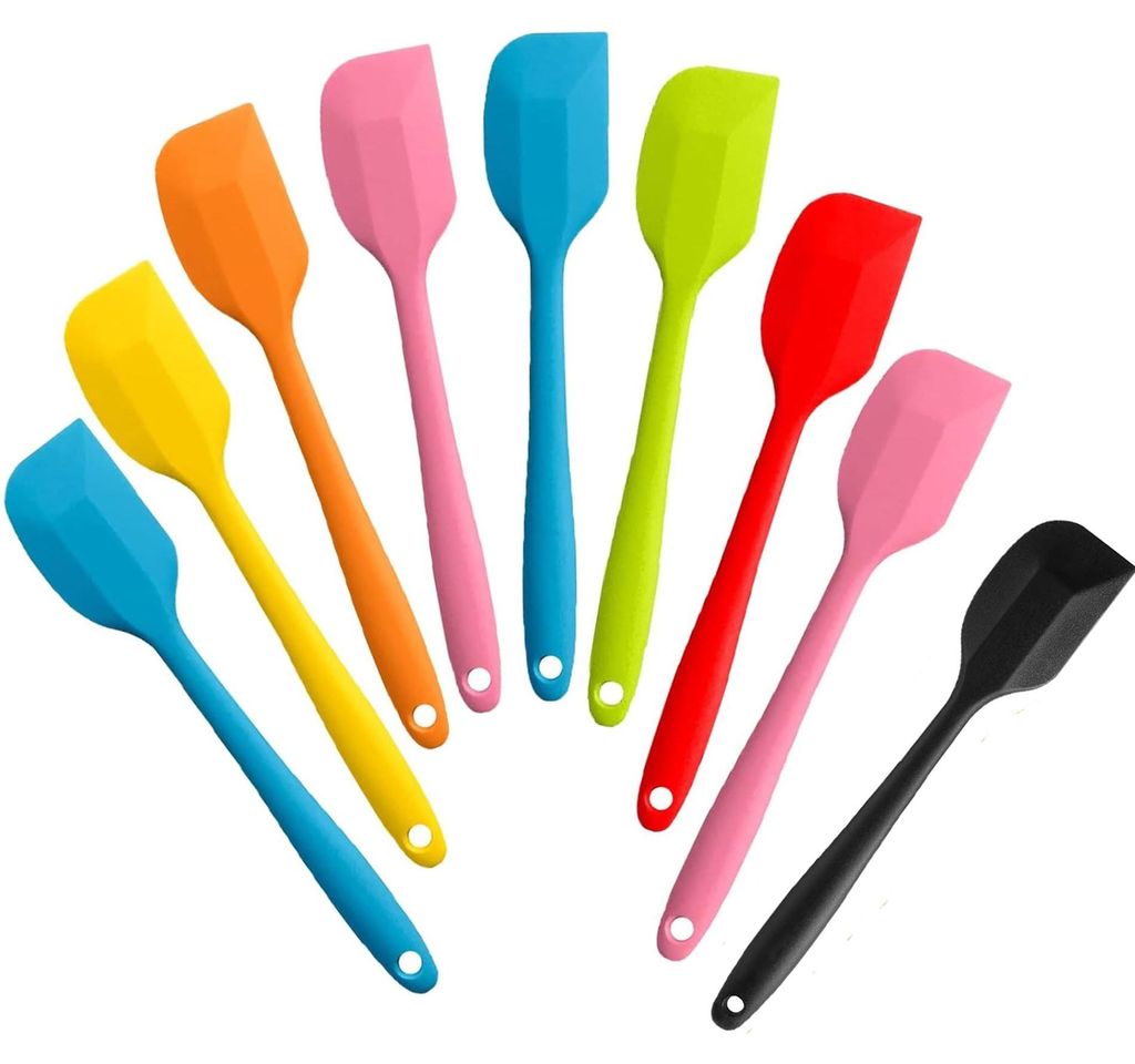 Silikon-Teigschaber, 9-teilig, hitzebeständig bis 260 °C, Küchenspatel, BPA-frei, 28 cm