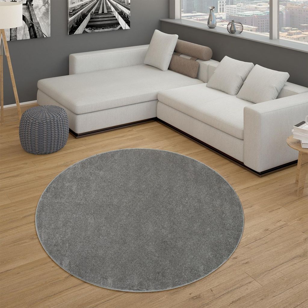 Teppich Für Wohnzimmer Einfarbig Kurzflor Schlicht Und Produktbild 