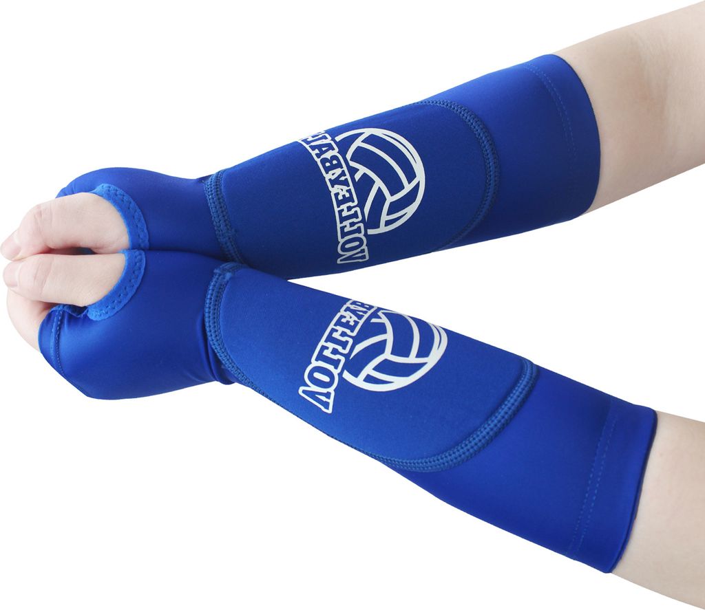 2 Stück Volleyball-Armmanschetten mit Daumenloch-Design, superweich, hochelastisch, atmungsaktiv, gepolsterte Unterarmmanschetten