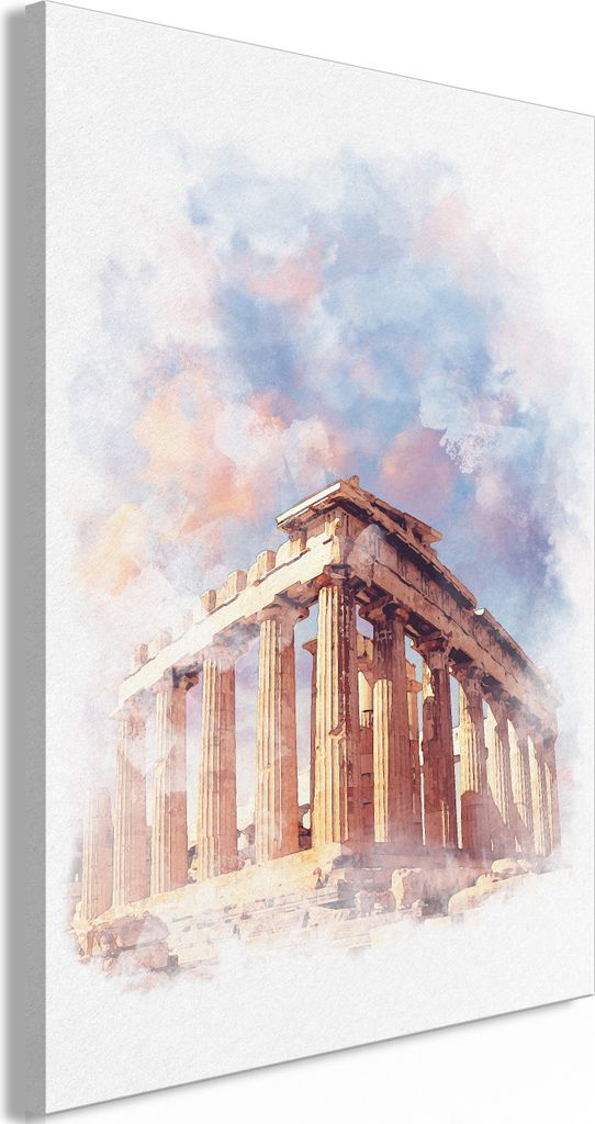 Italienischer Leinwand Leinwandbild - Painted Parthenon (1 Part) Vertical 20x30 cm Städte d-C-0249-b-a
