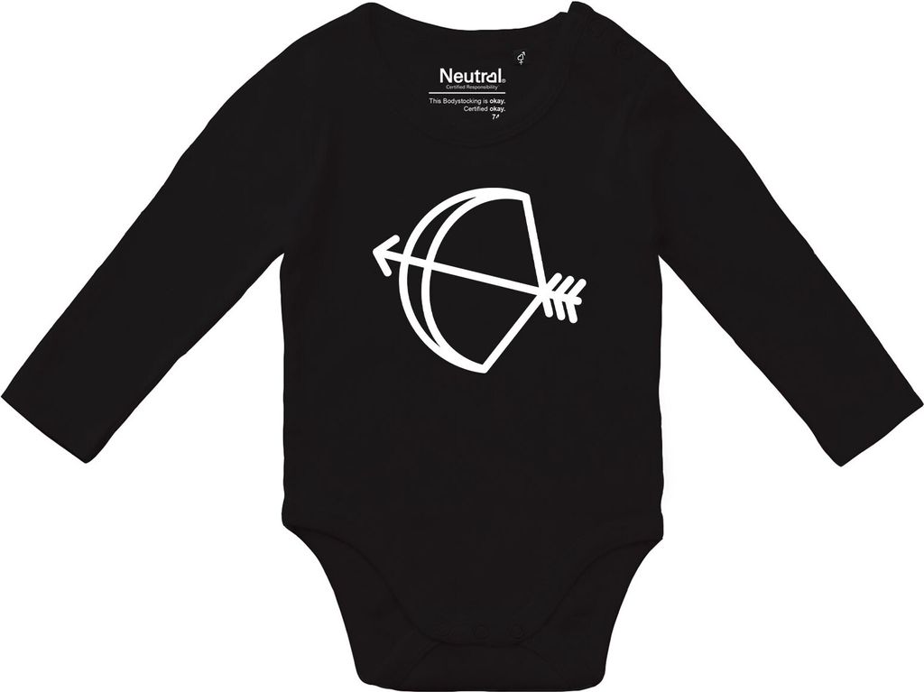 Huuraa Baby Body Schütze Sternzeichen Symbol 62 Black Baumwolle Fairtrade Langarmbody Geschenkidee