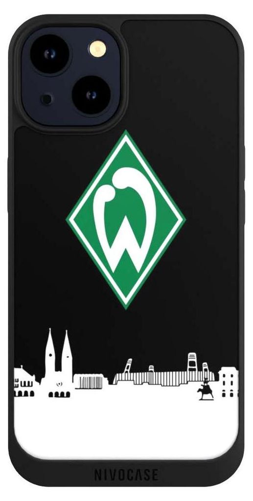 NIVOCASE Handyhülle für Apple iPhone 14 Hülle NIVOpure Case Schwarz Offizielles Lizenzprodukt SV Werder Bremen Skyline