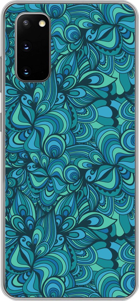 MuchoWow Handyhülle Schutzhülle Hülle für Telefoonhoesje Samsung Galaxy S20 Design - Vintage - Blau - Türkis Silikon Softcase Handy Hülle -...