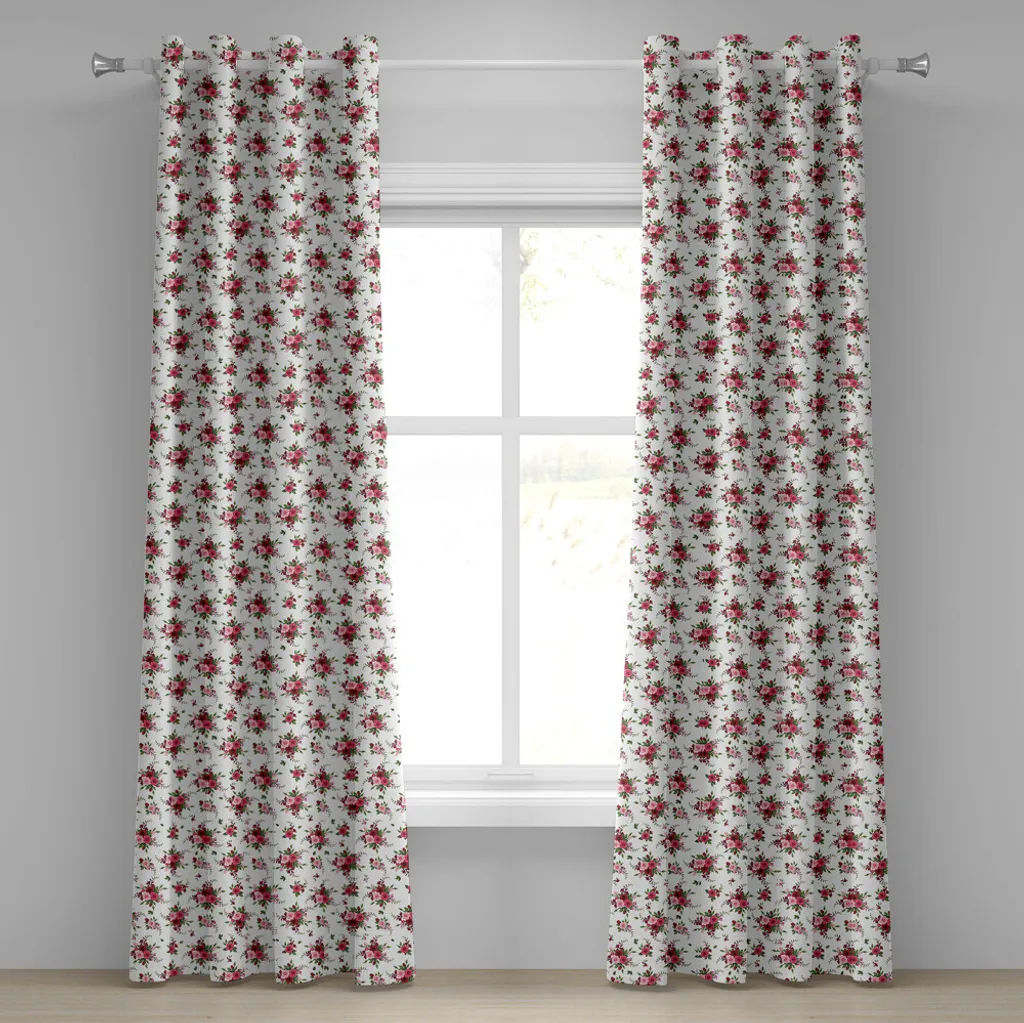 Rideau de salon floral pour ambiance romantique, 280x175 cm vert
