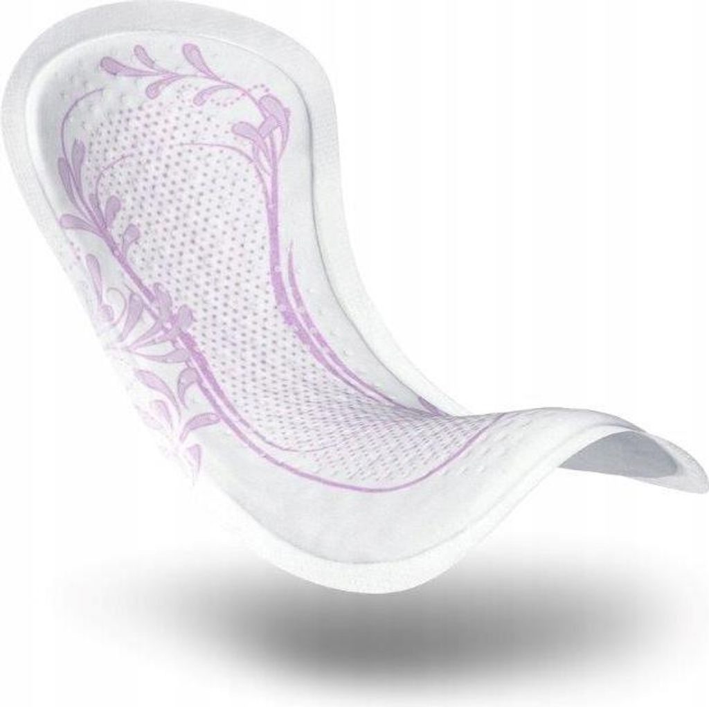 A single sanitary pad is shown floating against a white background.